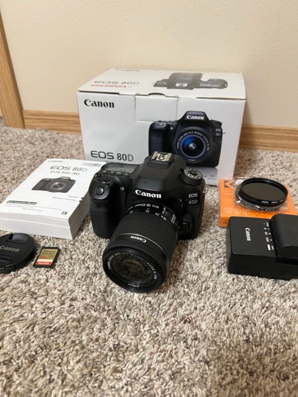 Canon EOS 80D Camera with EF-S 18-55mm Lens and Box