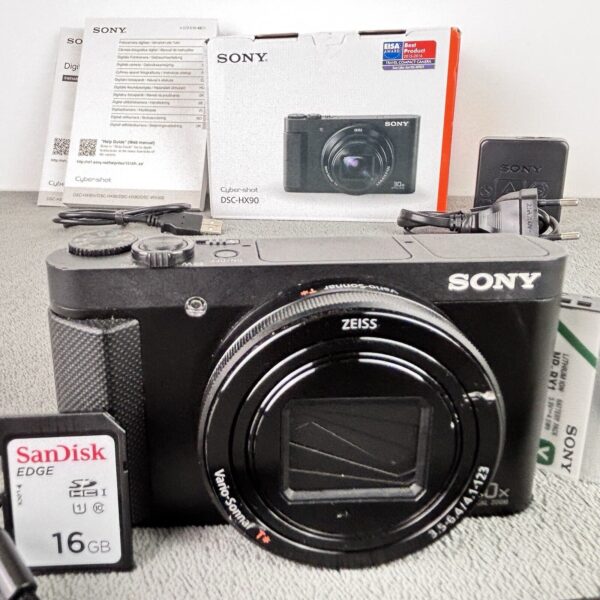 Sony Cyber-shot DSC-HX90 Digital Compact Camera 18.2MP 30x Zoom Zeiss Boxed Set