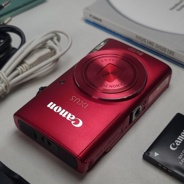 Canon IXUS 140 / ELPH 130 IS 8x 16.0MP Digital Camera Red Full Original Pack - Image 2