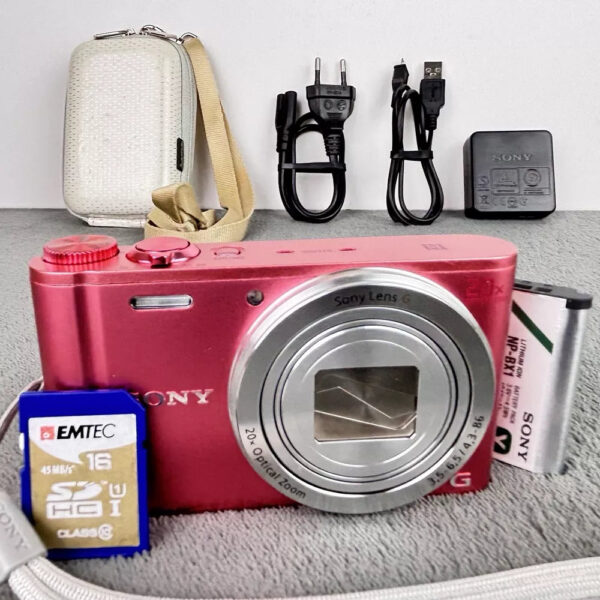 Sony Cybershot DSC-WX350 PINK 18.2MP 20x Zoom Digital Compact Camera Kit-